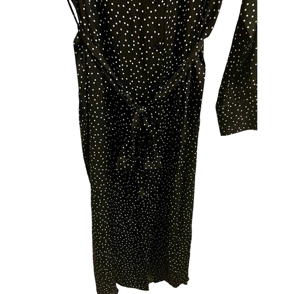 NWT Quince Silk Maxi Shirt Dress Black White Polka Dot Belted Size L - Picture 4 of 10